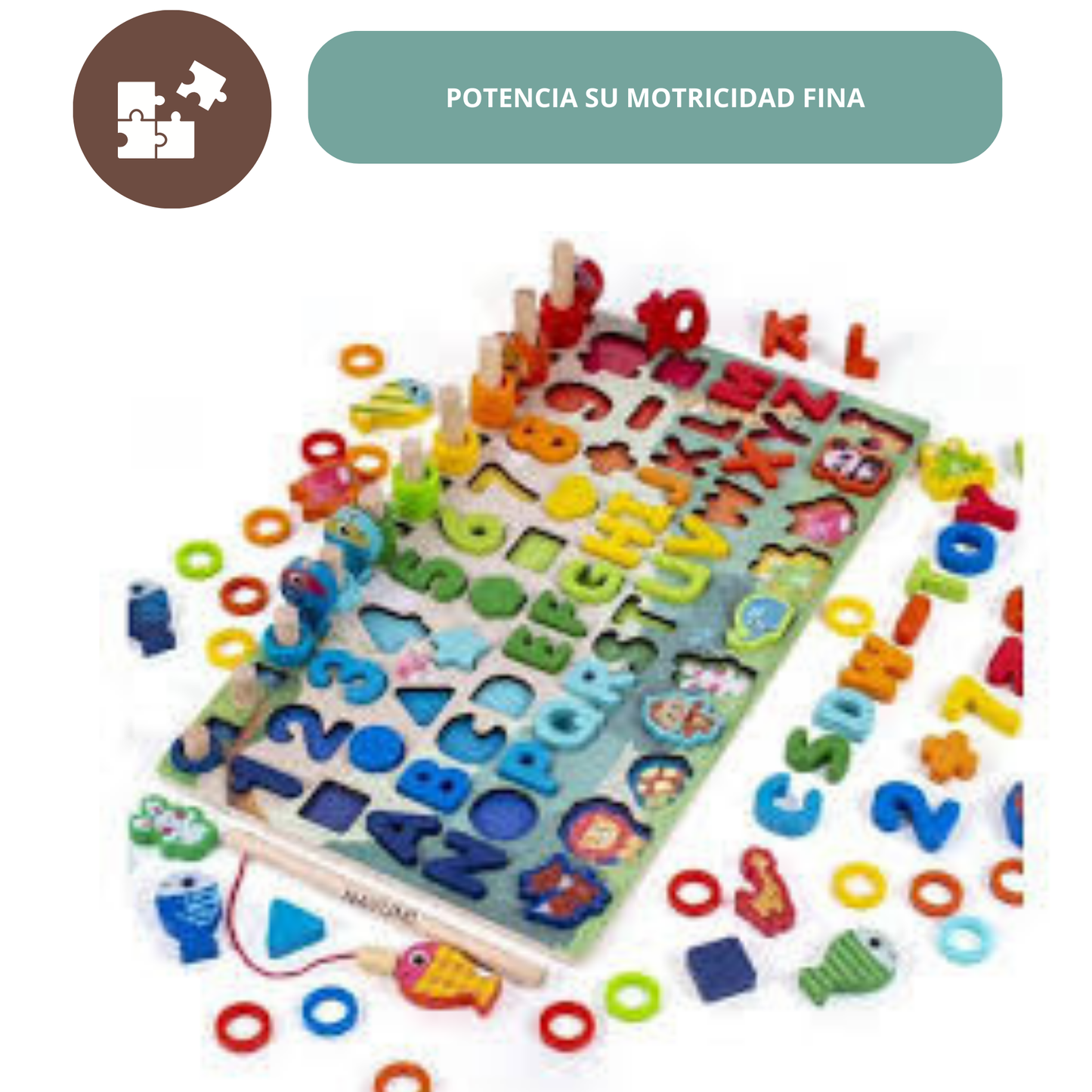 Juguete Madera 7 En 1 Montessori Pesca